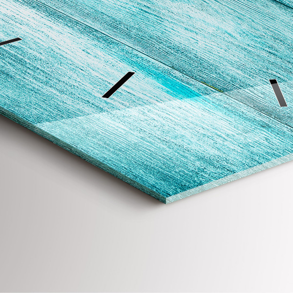 Ceas pătrat de perete din sticlă Lemn vechi albastru