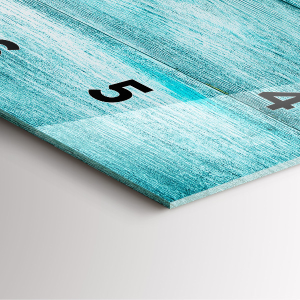 Ceas pătrat de perete din sticlă Lemn vechi albastru