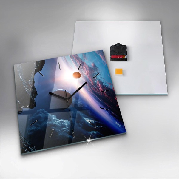 Ceas pătrat de perete din sticlă Galaxie mare