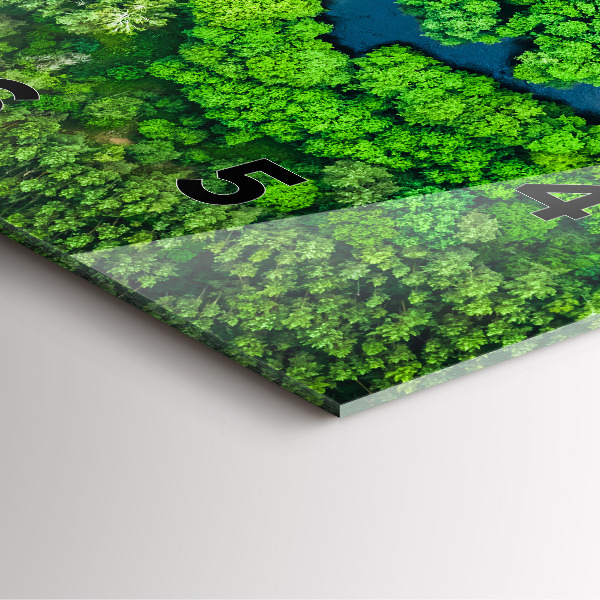 Ceas pătrat de perete din sticlă Râu în pădure