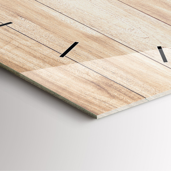 Ceas pătrat de perete din sticlă Textura din lemn