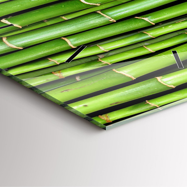 Ceas pătrat de perete din sticlă bambus asiatic