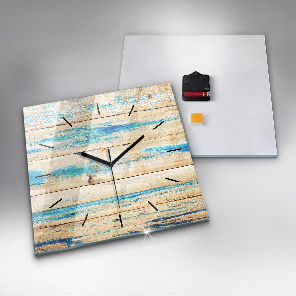 Ceas pătrat de perete din sticlă Lemn zgâriat