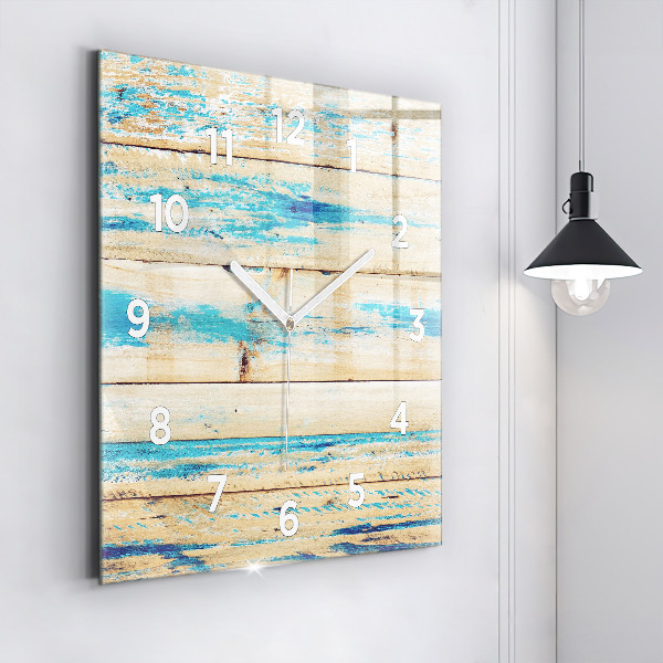 Ceas pătrat de perete din sticlă Lemn zgâriat