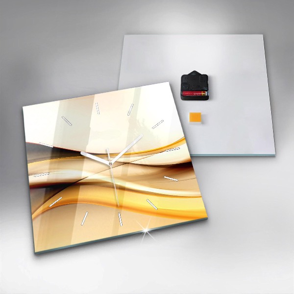 Ceas pătrat de perete din sticlă Abstracția valurilor