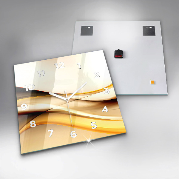 Ceas pătrat de perete din sticlă Abstracția valurilor