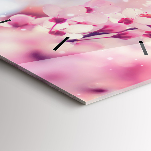 Ceas pătrat de perete din sticlă Flori de primavara