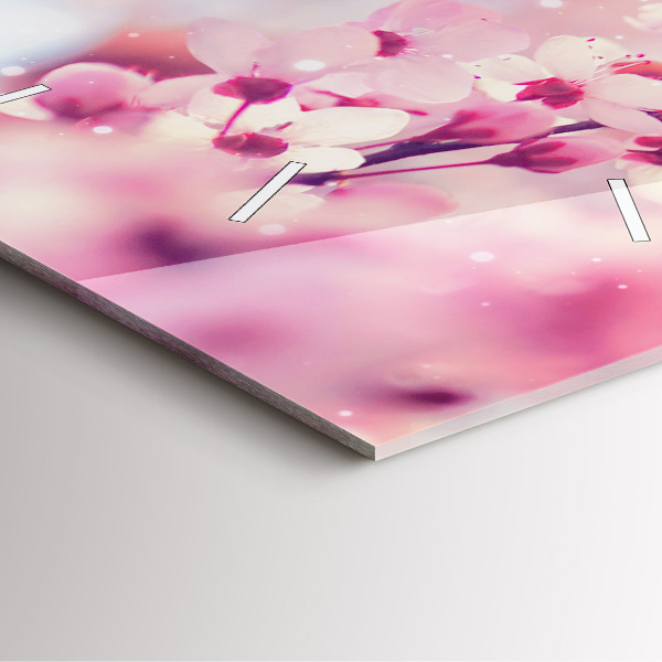 Ceas pătrat de perete din sticlă Flori de primavara