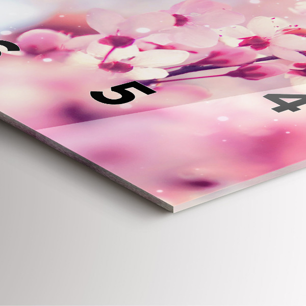 Ceas pătrat de perete din sticlă Flori de primavara