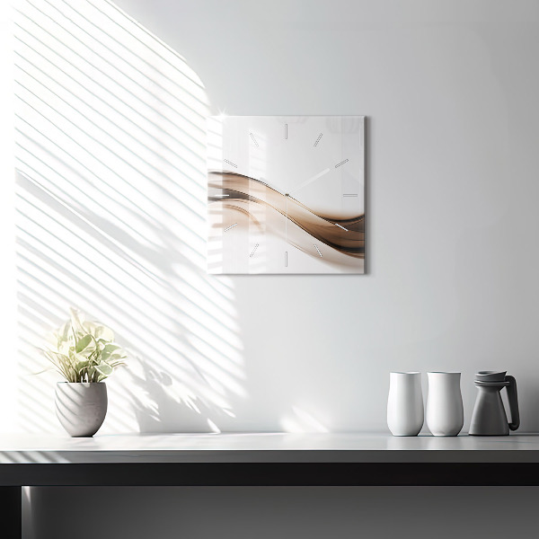Ceas pătrat de perete din sticlă Abstracția liniilor