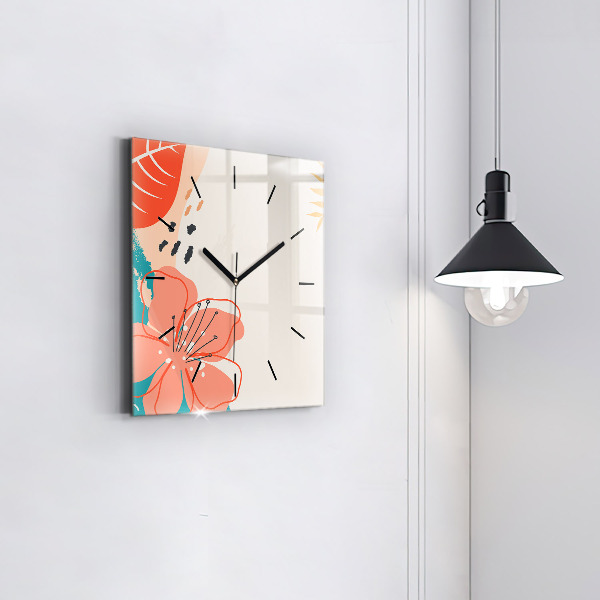 Ceas pătrat de perete din sticlă Plante hawaiene