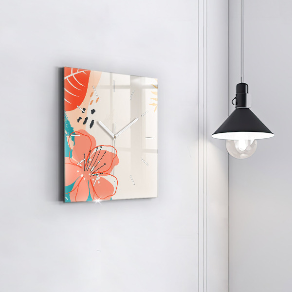 Ceas pătrat de perete din sticlă Plante hawaiene