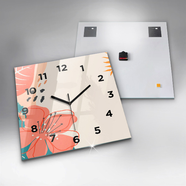 Ceas pătrat de perete din sticlă Plante hawaiene