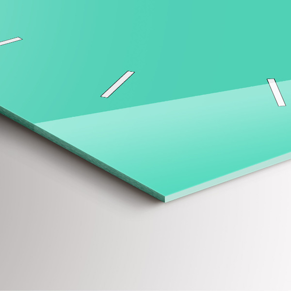 Ceas pătrat de perete din sticlă Turcoaz