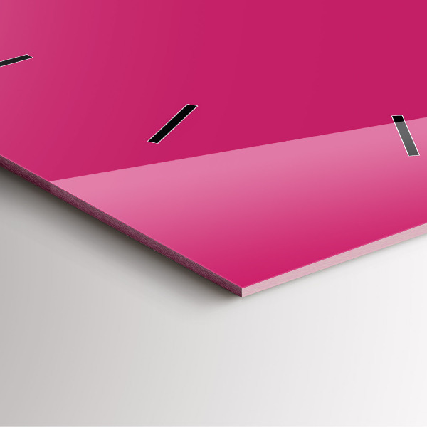 Ceas pătrat de perete din sticlă Roz