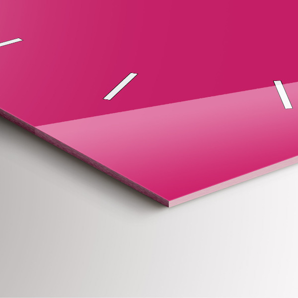 Ceas pătrat de perete din sticlă Roz