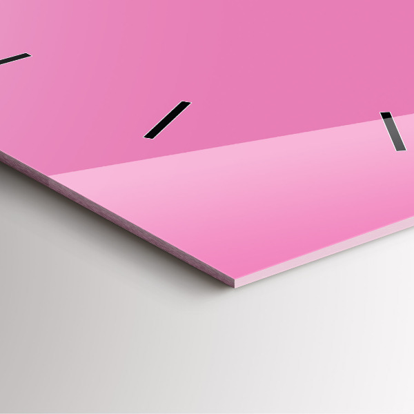 Ceas pătrat de perete din sticlă Roz