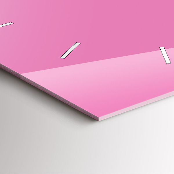 Ceas pătrat de perete din sticlă Roz