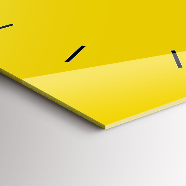 Ceas pătrat de perete din sticlă Galben