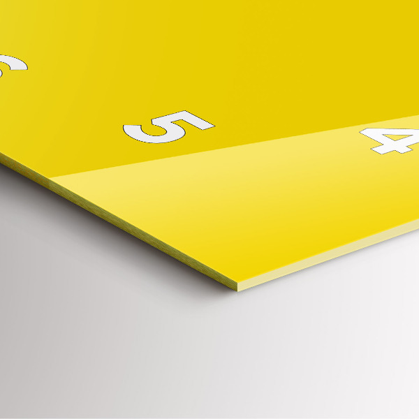 Ceas pătrat de perete din sticlă Galben