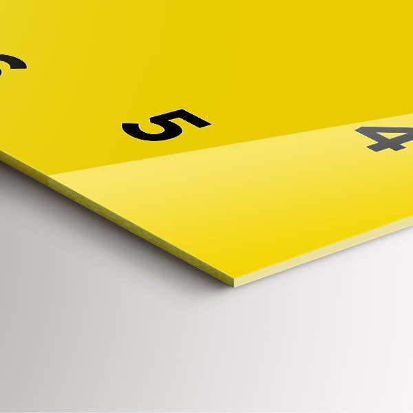 Ceas pătrat de perete din sticlă Galben