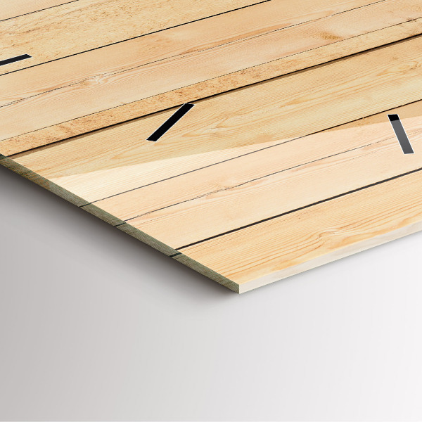 Ceas pătrat de perete din sticlă Scânduri de lemn