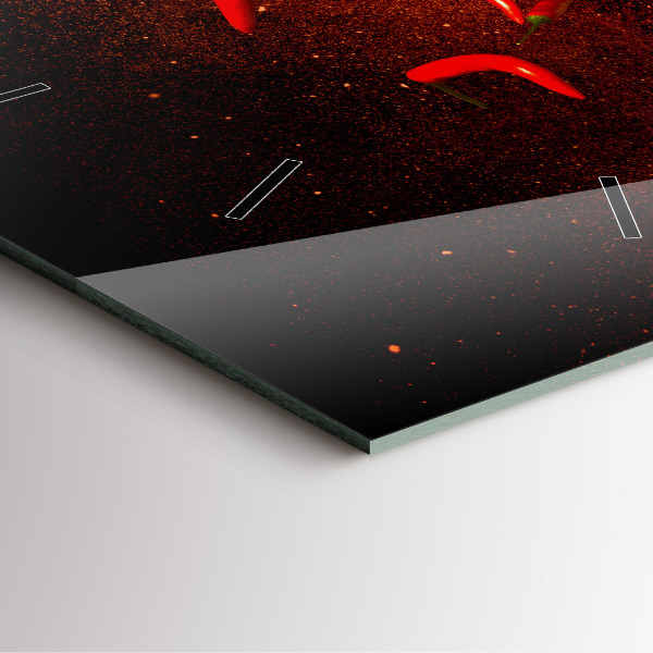 Ceas pătrat de perete din sticlă Ardei iute