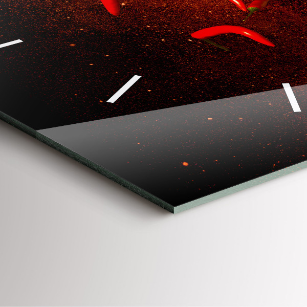 Ceas pătrat de perete din sticlă Ardei iute