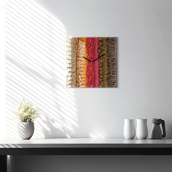 Ceas pătrat de perete din sticlă Rânduri de condimente