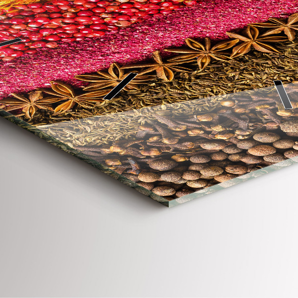 Ceas pătrat de perete din sticlă Rânduri de condimente