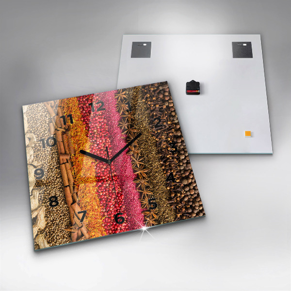 Ceas pătrat de perete din sticlă Rânduri de condimente