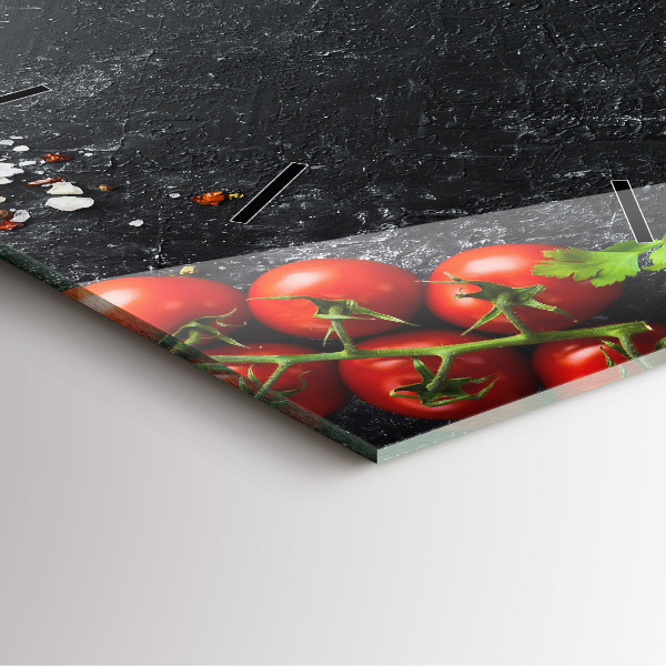 Ceas pătrat de perete din sticlă Legume pe masă