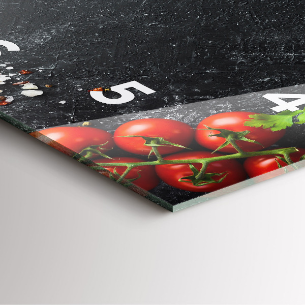 Ceas pătrat de perete din sticlă Legume pe masă