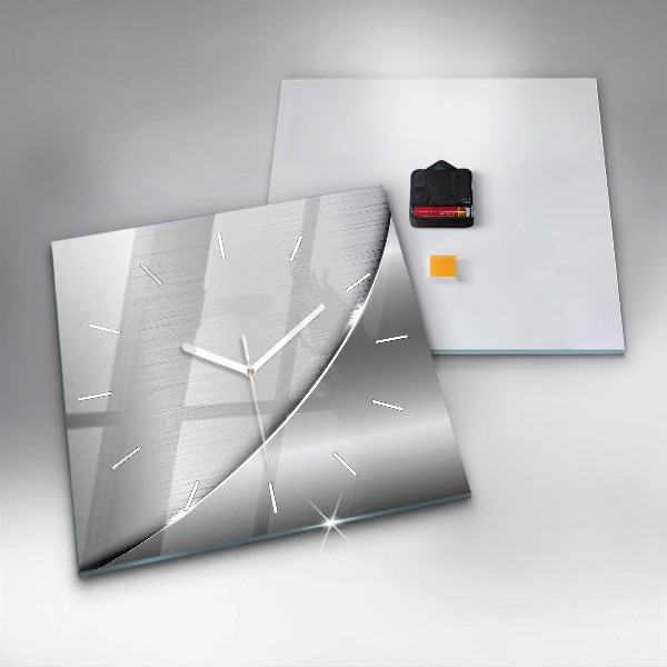 Ceas pătrat de perete din sticlă Model argintiu