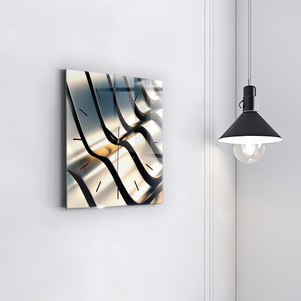 Ceas pătrat de perete din sticlă Model argintiu