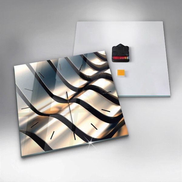 Ceas pătrat de perete din sticlă Model argintiu