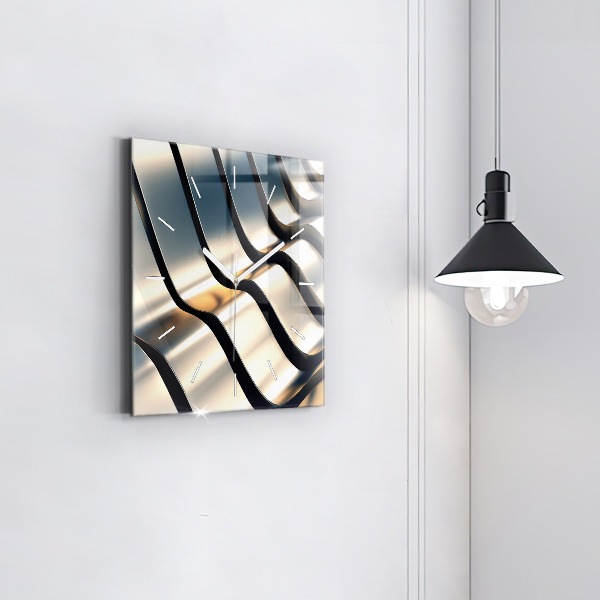 Ceas pătrat de perete din sticlă Model argintiu