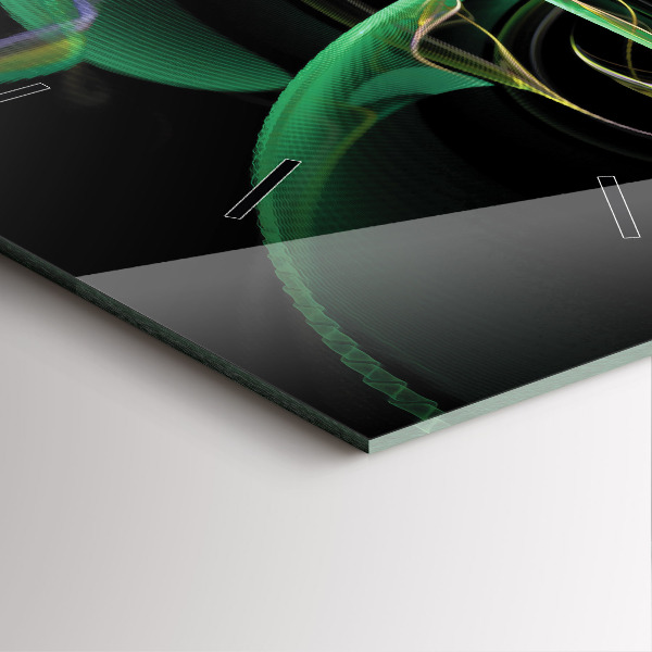 Ceas pătrat de perete din sticlă Abstracția verde