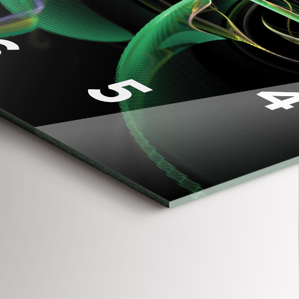 Ceas pătrat de perete din sticlă Abstracția verde