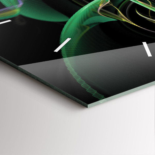 Ceas pătrat de perete din sticlă Abstracția verde