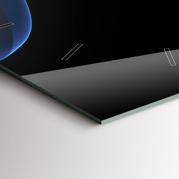 Ceas pătrat de perete din sticlă Linii albastre