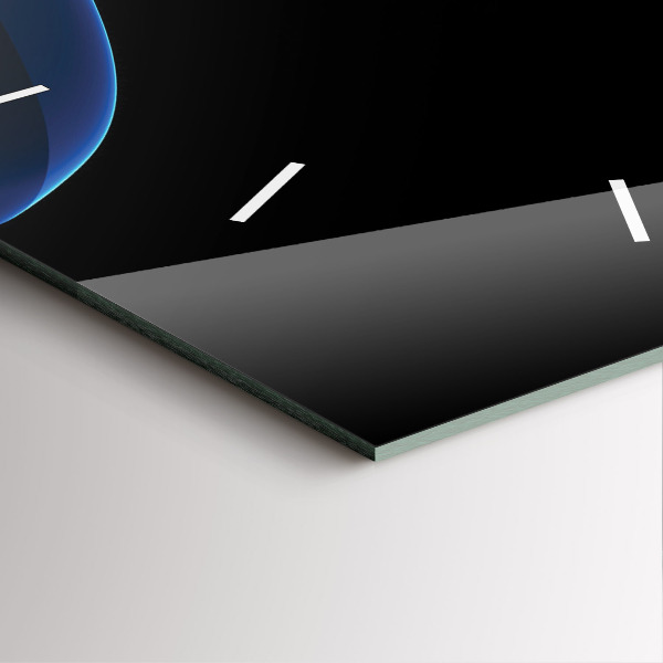 Ceas pătrat de perete din sticlă Linii albastre