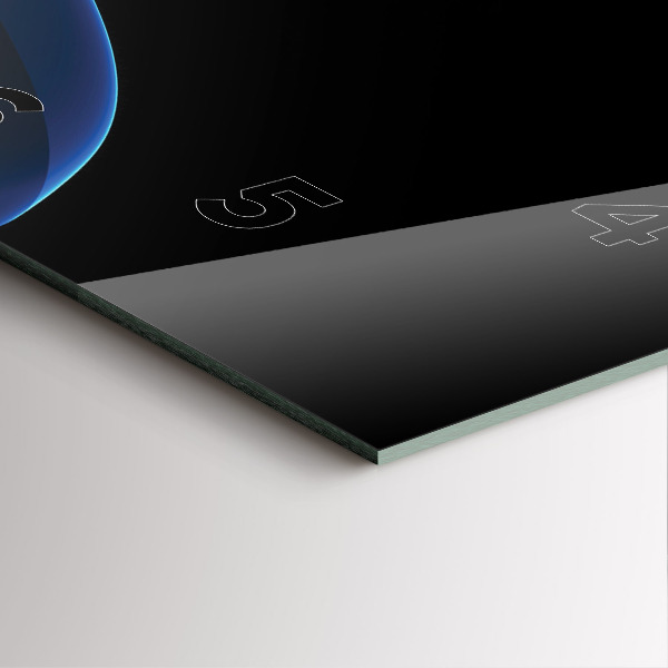 Ceas pătrat de perete din sticlă Linii albastre