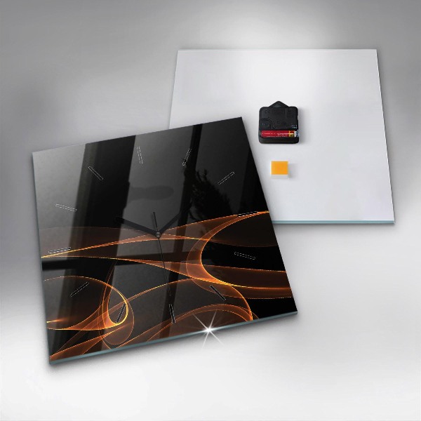 Ceas pătrat de perete din sticlă Linii portocalii