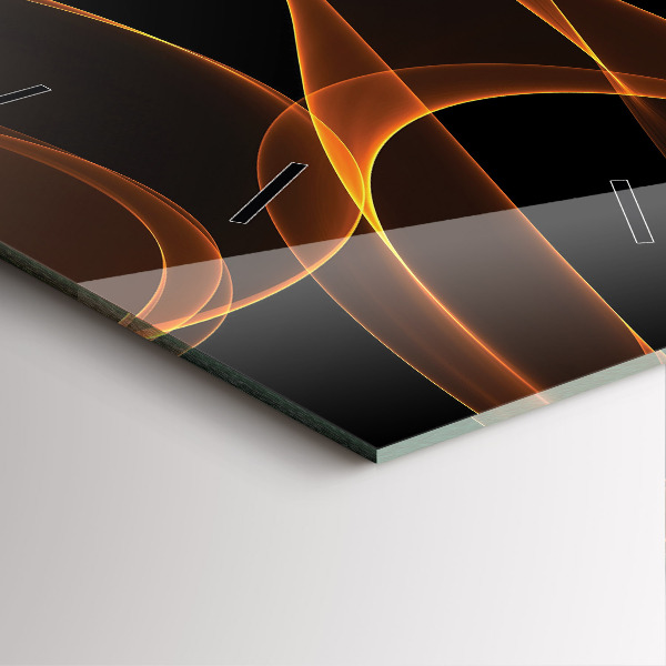 Ceas pătrat de perete din sticlă Linii portocalii