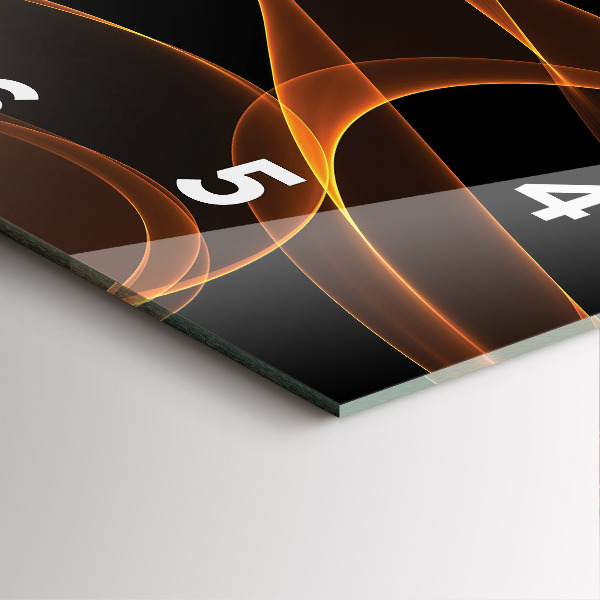 Ceas pătrat de perete din sticlă Linii portocalii