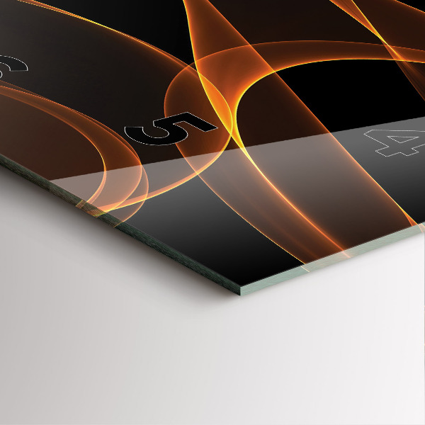 Ceas pătrat de perete din sticlă Linii portocalii