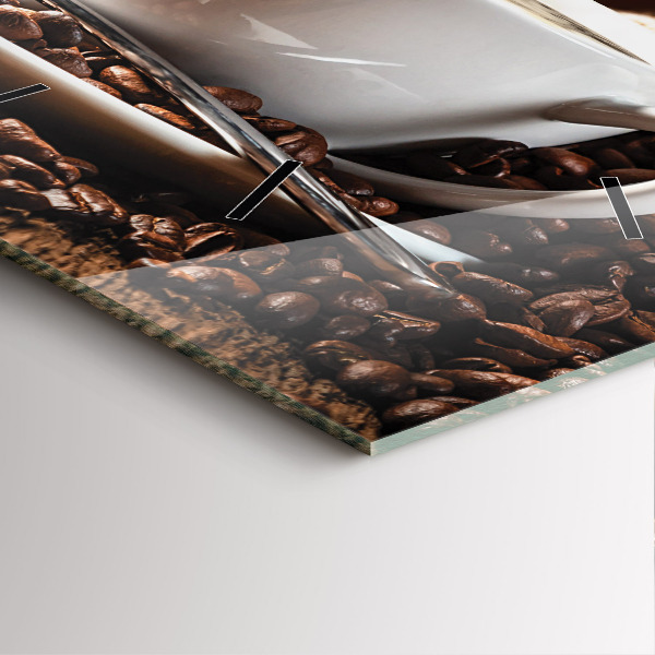 Ceas pătrat de perete din sticlă O ceașcă de cafea