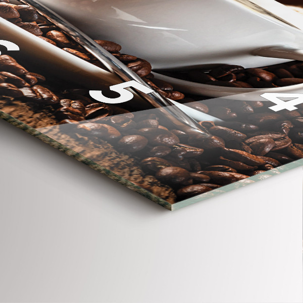 Ceas pătrat de perete din sticlă O ceașcă de cafea