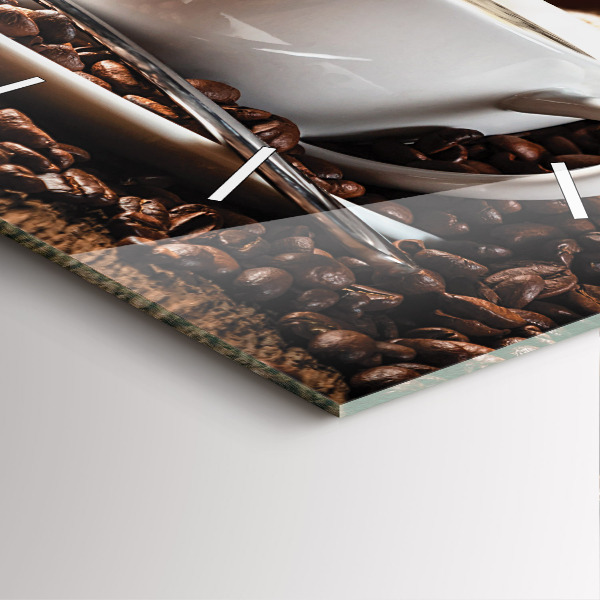 Ceas pătrat de perete din sticlă O ceașcă de cafea